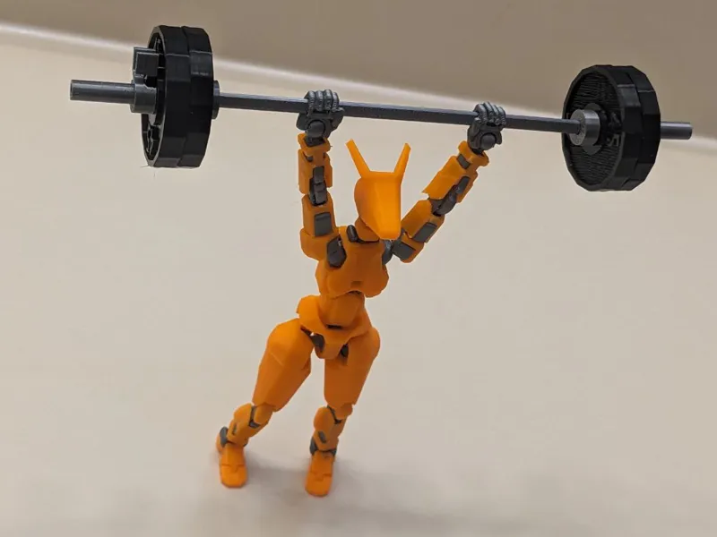 Barbell w/ Plates & working Collars for Dummy 13