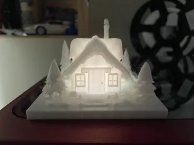 Cozy Snow Covered Log Cabin - Tea Light