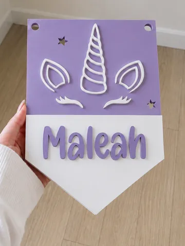 Letrero o emblema decorativo: Personalised Layered Unicorn Name Plaque — vista de referencia 2