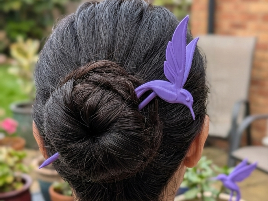 Hummingbird hairpin or flower pot decoration