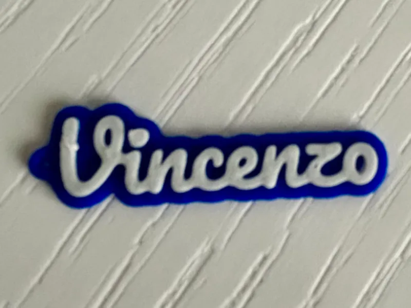 Vincenzo 3d printed name keychain personalized 
