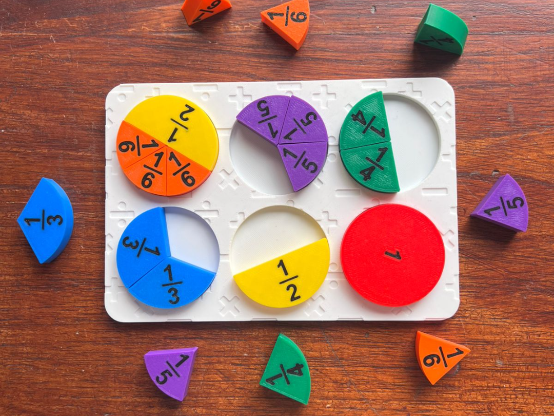 Fracciones para aprendizaje Montessori