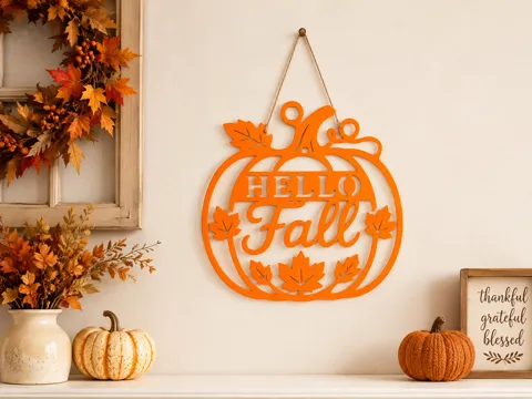 Adorno temático: Hello Fall Pumpkin Wall Decor — referencia de MakerWorld
