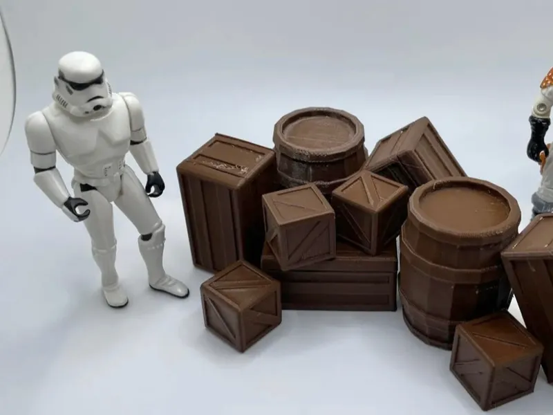 Diorama 3.75" scale Action Figure Barresl & Crates
