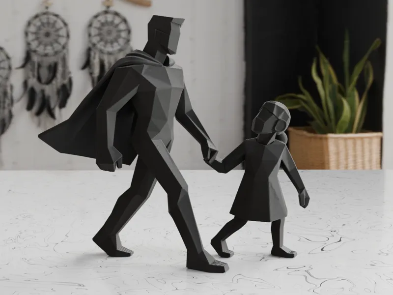 Minimalist Father's Day statue - Father & daughter