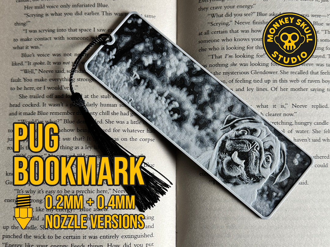 Pug Hueforge Bookmark (0.2 & 0.4 Nozzle)
