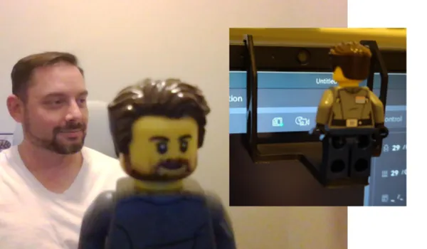 Support webcam figurine à briques