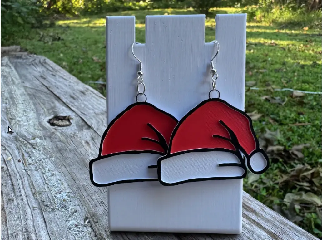 Santa Hat Earrings/keychain view 2