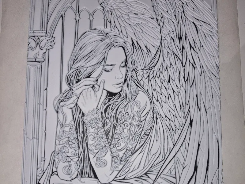 Sacred Serenity High-Detail Pensive Angel Relief