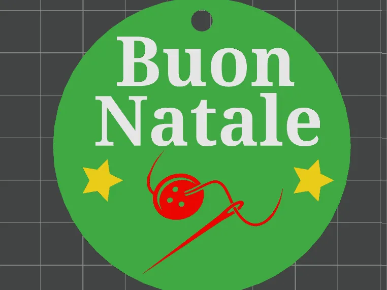 pallina di natale ago e filo con bottone infilato