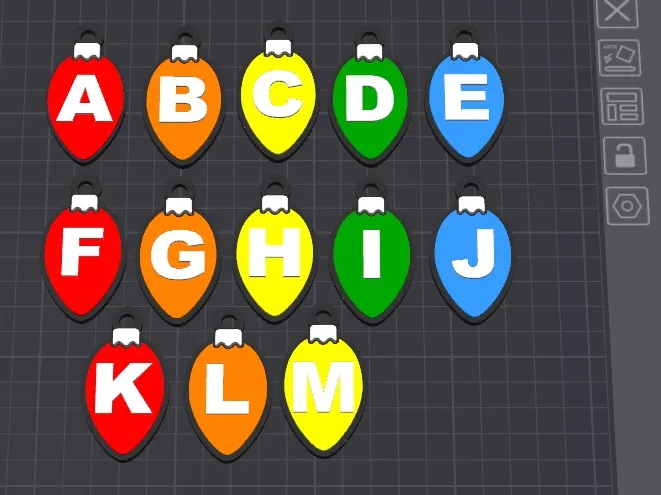 xmas-lights alphabet A-M-keychains free commercial