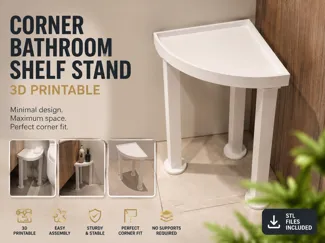 Corner Bathroom Shelf Stand – 3D Printable