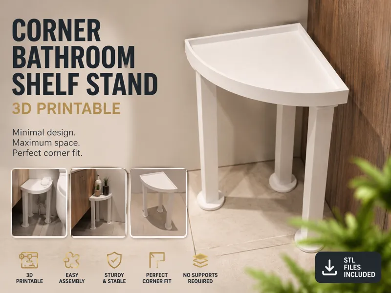 Corner Bathroom Shelf Stand – 3D Printable