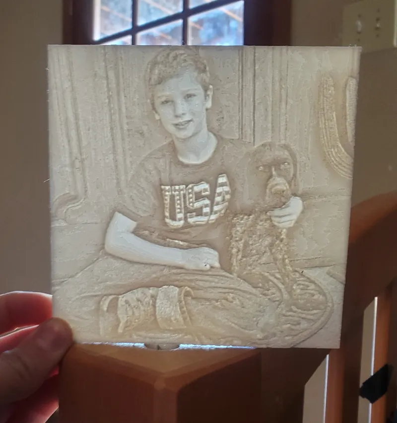 lithophane of Me and my dog