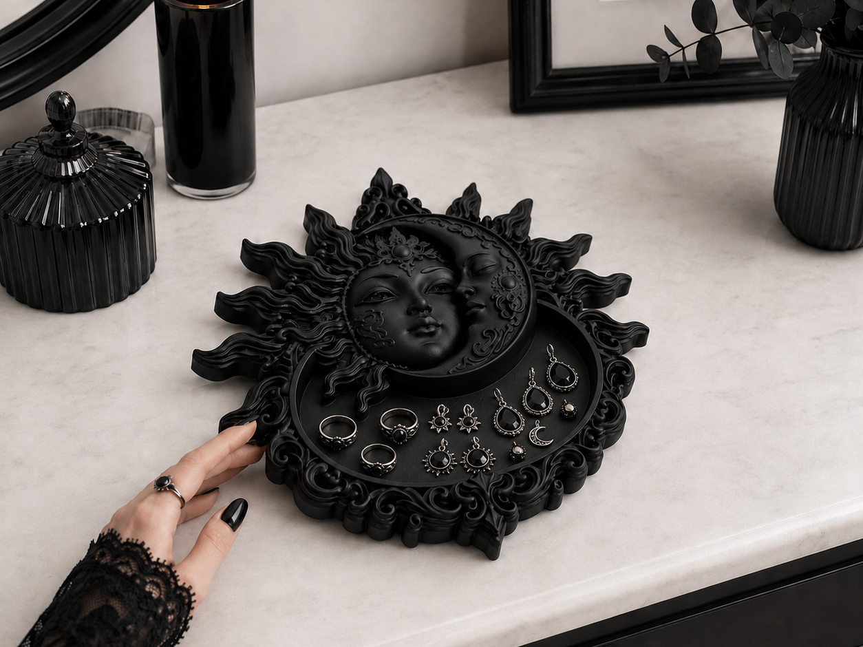Goth Sun Moon Jewelry Tray gothic witchy decor - 1