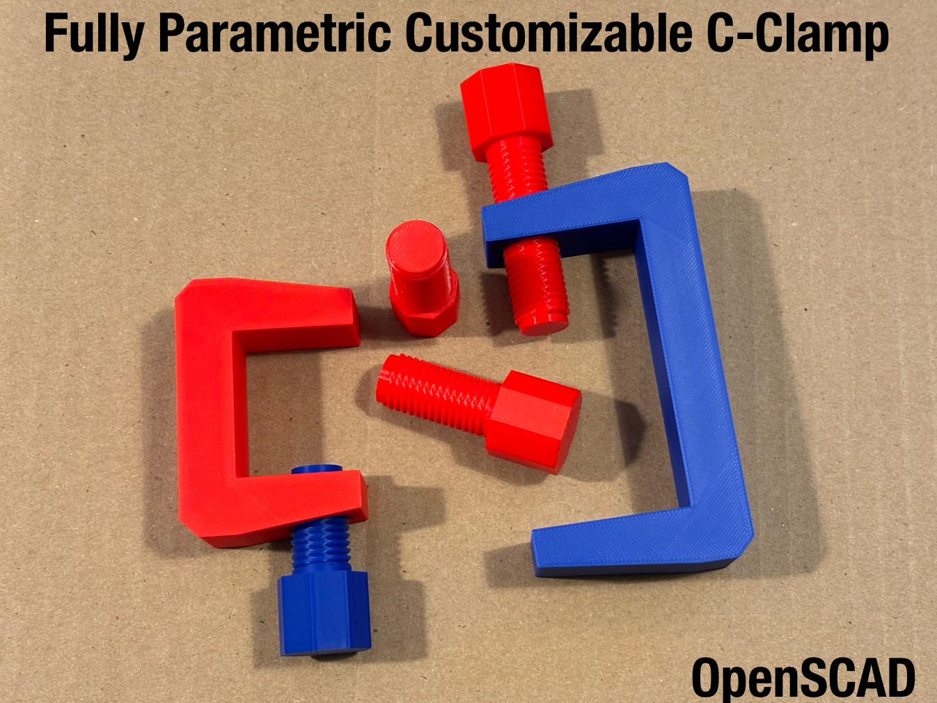 Miniatura 1 do modelo 3D C-Clamp Fully Customizable Parametric OpenSCAD