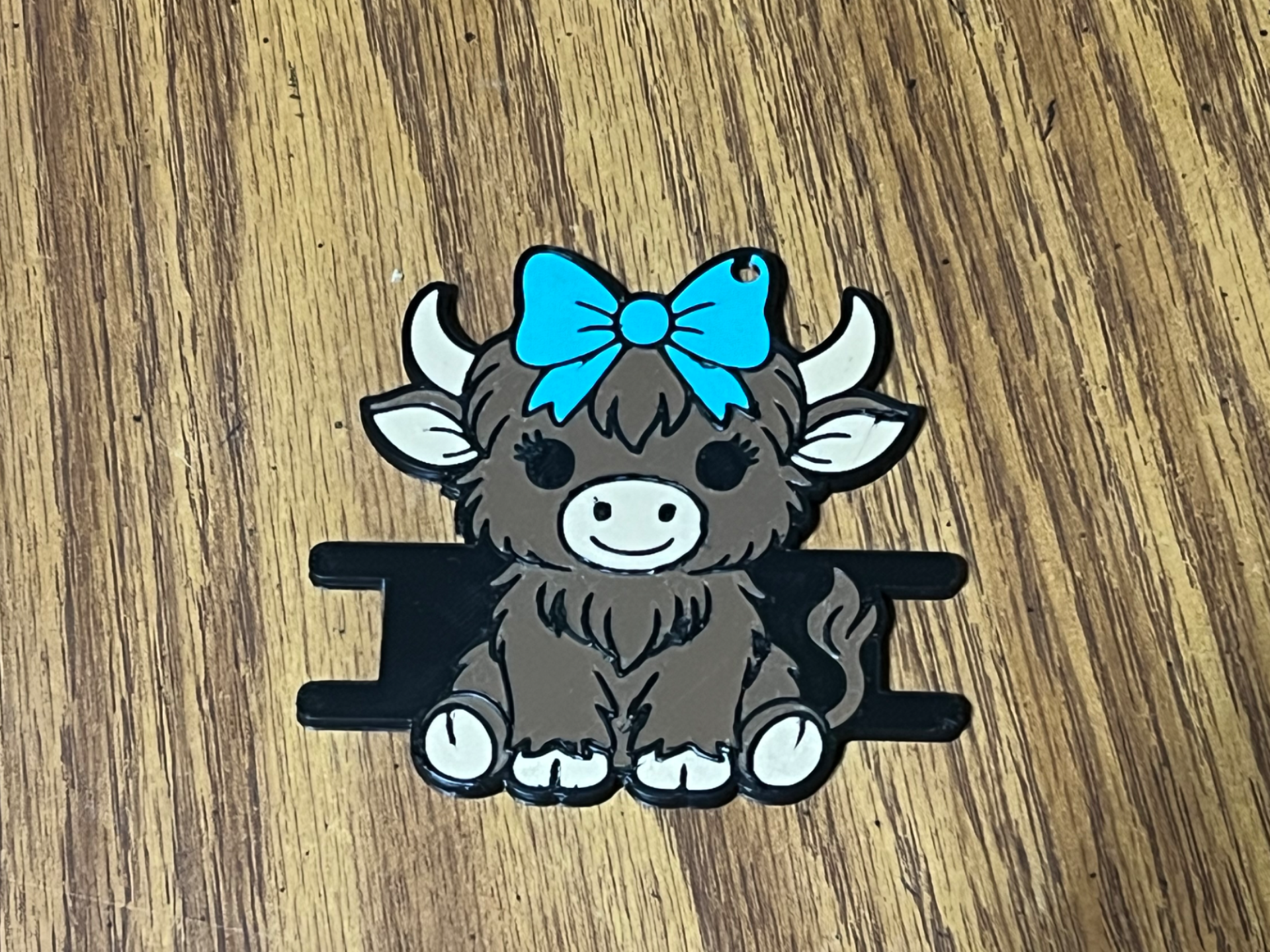 Highland Cow with Bow Hair Tie Holder - 1
