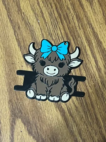 Accesorio para sujetar ligas de cabello: Highland Cow with Bow Hair Tie Holder — vista de referencia 2