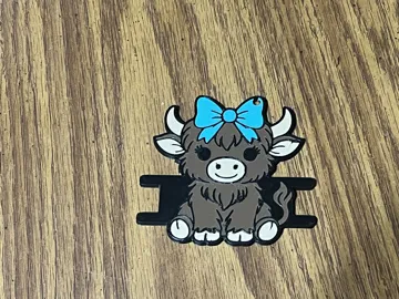 Accesorio para sujetar ligas de cabello: Highland Cow with Bow Hair Tie Holder — vista de referencia 3
