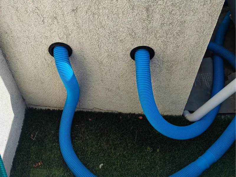 Pool hose pass-though (53mm drill bit hole)