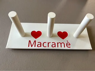 Base with macramè support, with Hearts and writing