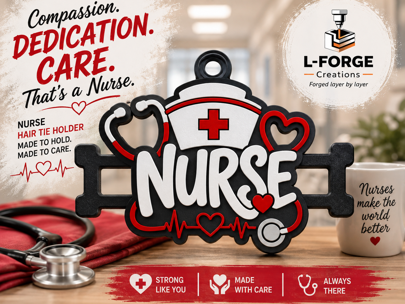 Nurse Hair Tie Holder Keychain - 1