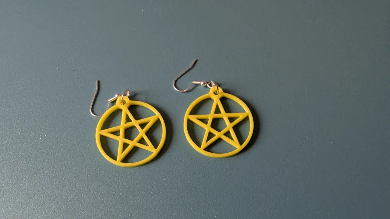 Pentagram earrings view 2