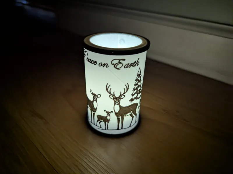 Deer in Snow Tealight - Quick Print - No AMS