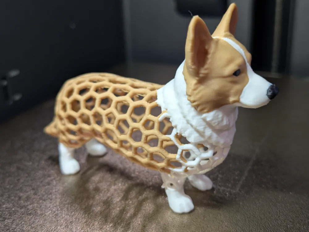 Figura decorativa: Voronoi Dog Welsh Corgi Figure. Referencia del modelo original.