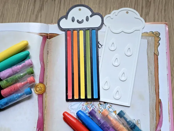 Marque-page nuage arc-en-ciel à colorier