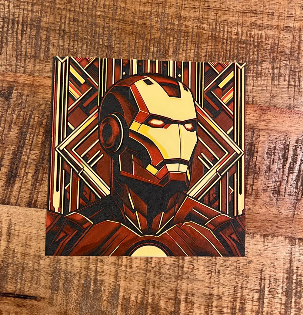 Art Deco - Iron Man - Hueforge - Free 3D Print Model - MakerWorld