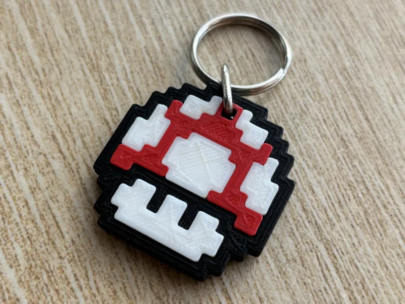 8-bit Mario Mushroom Multipart Keychain
