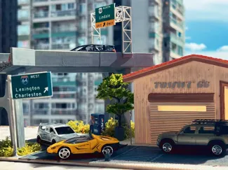 美式高架桥1/64街道模型