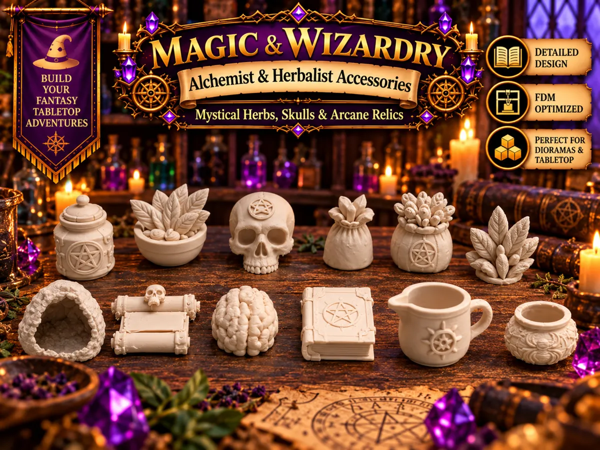 Alchemist & Herbalist Accessories - Free 3D Print Model - MakerWorld