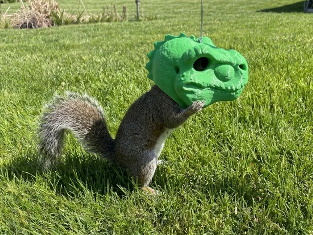 Squirrelysaurus Rex: T-Rex Head Squirrel Feeder