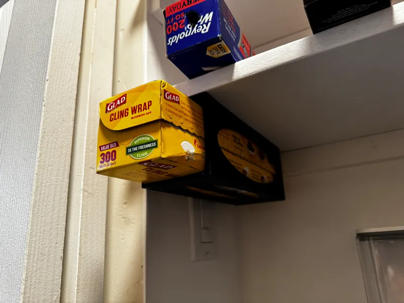 Under Shelf Holder for Foil and Plastic Wrap Boxes