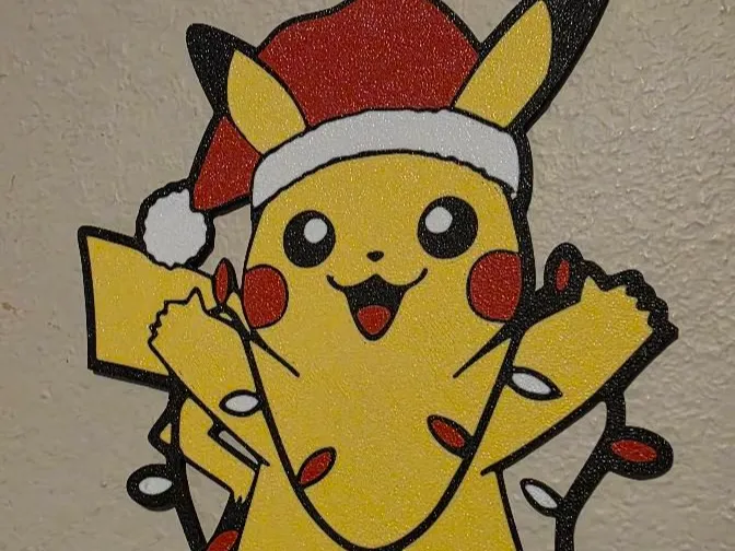 Christmas Pikachu wall decor