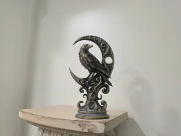 Modelo para impresión 3D: Elegant Moon Raven - Halloween Decor Series — vista de referencia 3