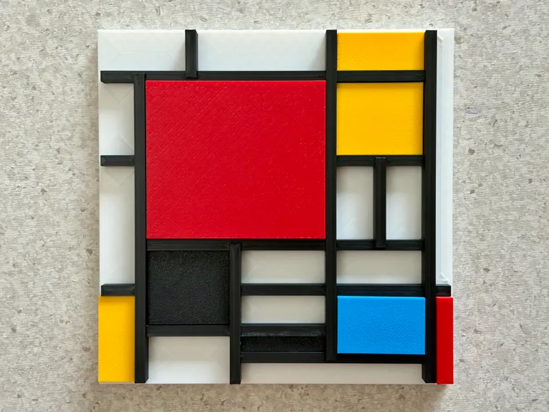 Mondrian Composition in Red Yellow Blue and Black