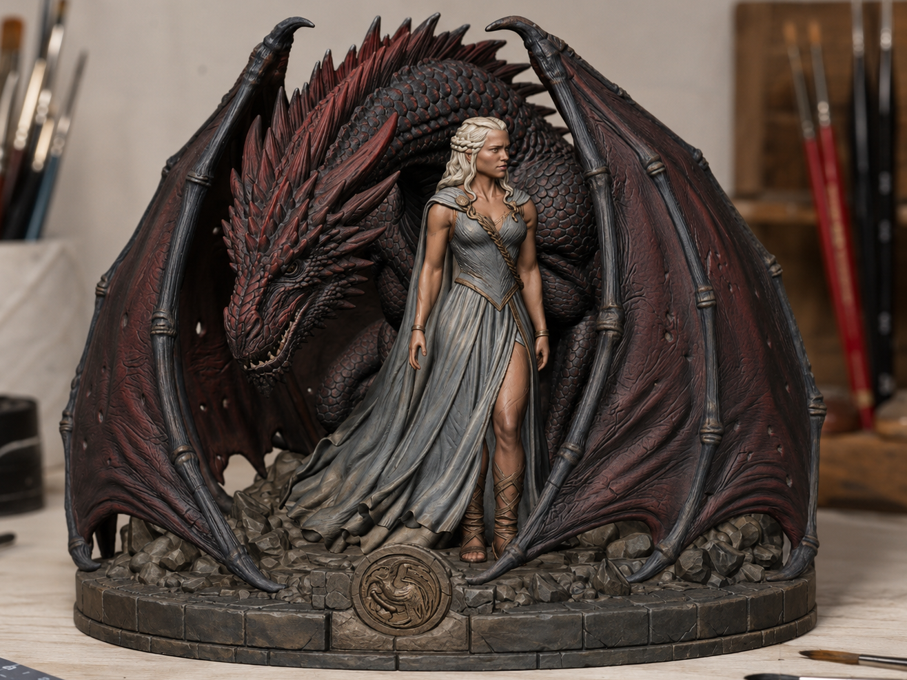 Daenerys affiancata da Drogon 3D model