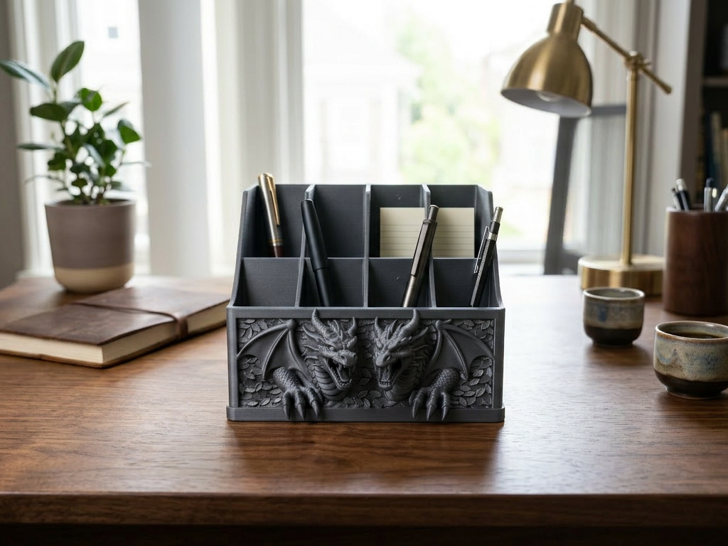 Dual Dragon Desk Organizer