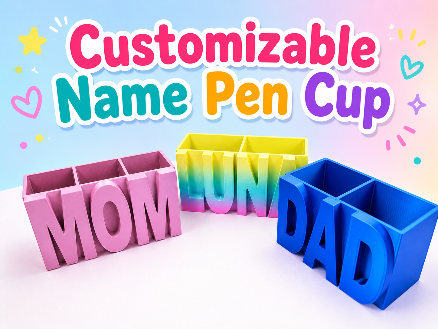 Customizable Name Pen Cup
