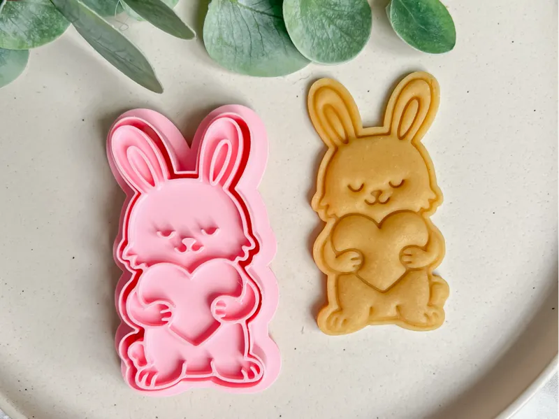 Bunny with heart Cookie cutter + stamp