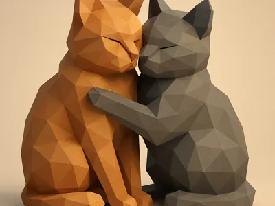LOVE CATS LOW POLY