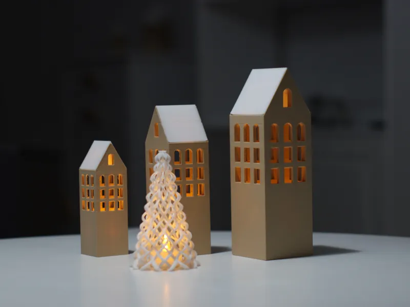 Minimalistic candlelight Christmas Village