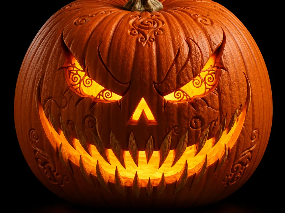Accesorio de iluminación decorativa: Spooky Jack-O’Lantern Pumpkin–Halloween Decoration. Referencia del modelo original.