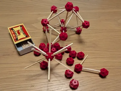 Matchstick dodecahedron building toy
