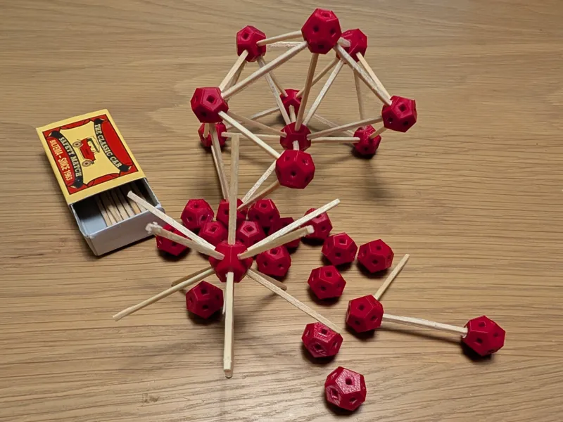 Matchstick dodecahedron building toy