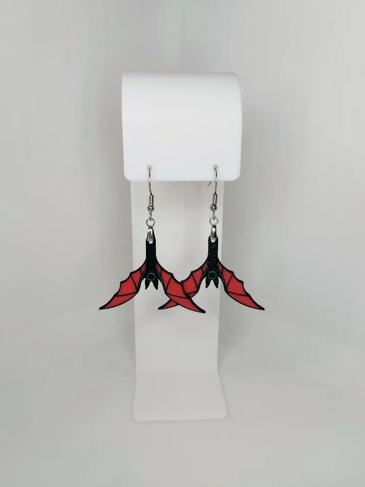 Bat Wing Earrings – Gothic 3D Print view 2