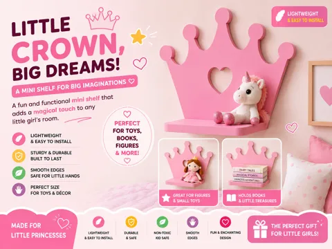 Accesorio para boquillas: Estante infantil de Corona 10 cm escalable — referencia de MakerWorld